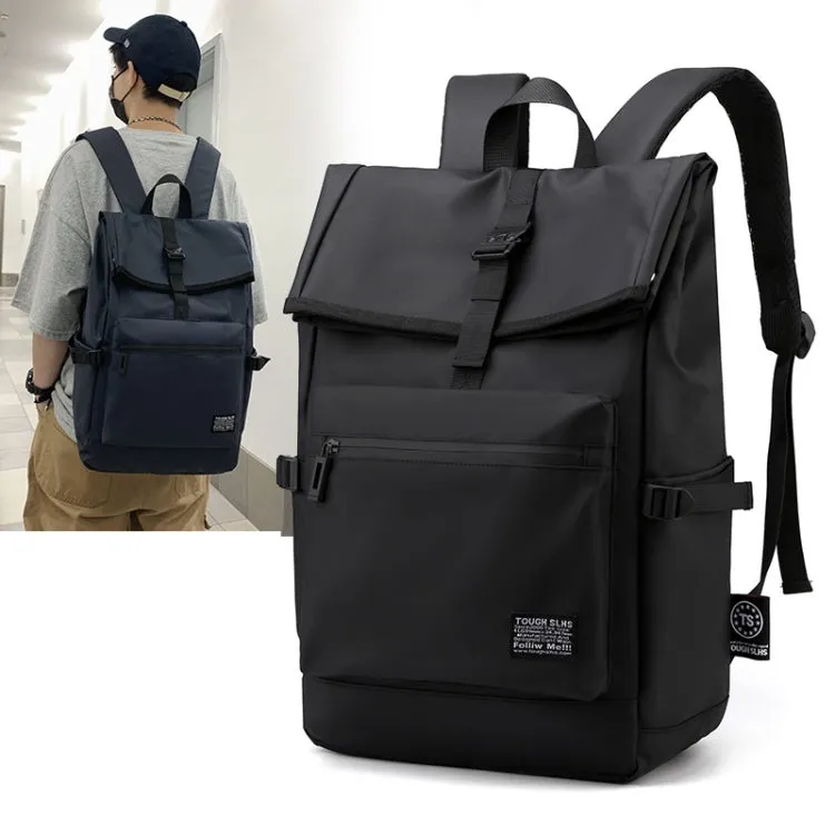 16 Inch Oxford Outdoor Leisure Travel Waterproof Lightweight Backpack Commuter School Bag(Black)