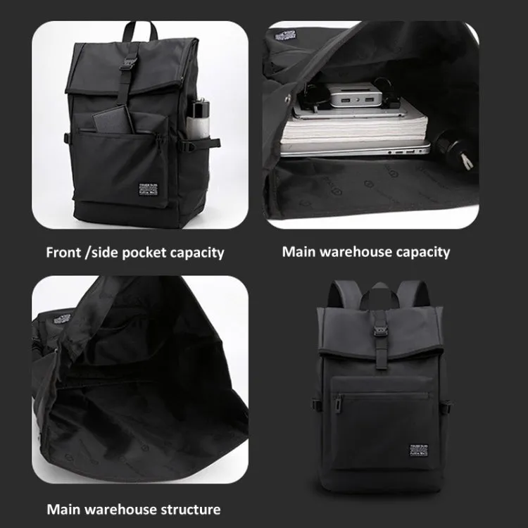 16 Inch Oxford Outdoor Leisure Travel Waterproof Lightweight Backpack Commuter School Bag(Black)