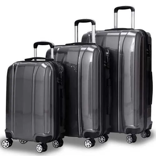 3 Pcs 20" 24" 28" GLOBALWAY ABS PC Luggage Travel Set-Gray