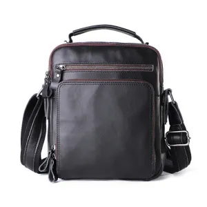 6479 Men Casual Large-Capacity One-Shoulder Messenger Leather Bag(Napa Texture Black)