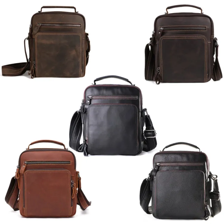 6479 Men Casual Large-Capacity One-Shoulder Messenger Leather Bag(Napa Texture Black)