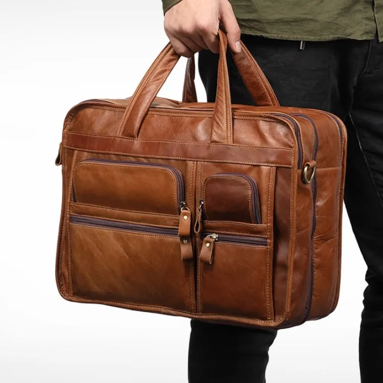 9913 Casual Men Singer-shoulder Messenger Briefcase 15.6 Inch Business Handbag(Brown)