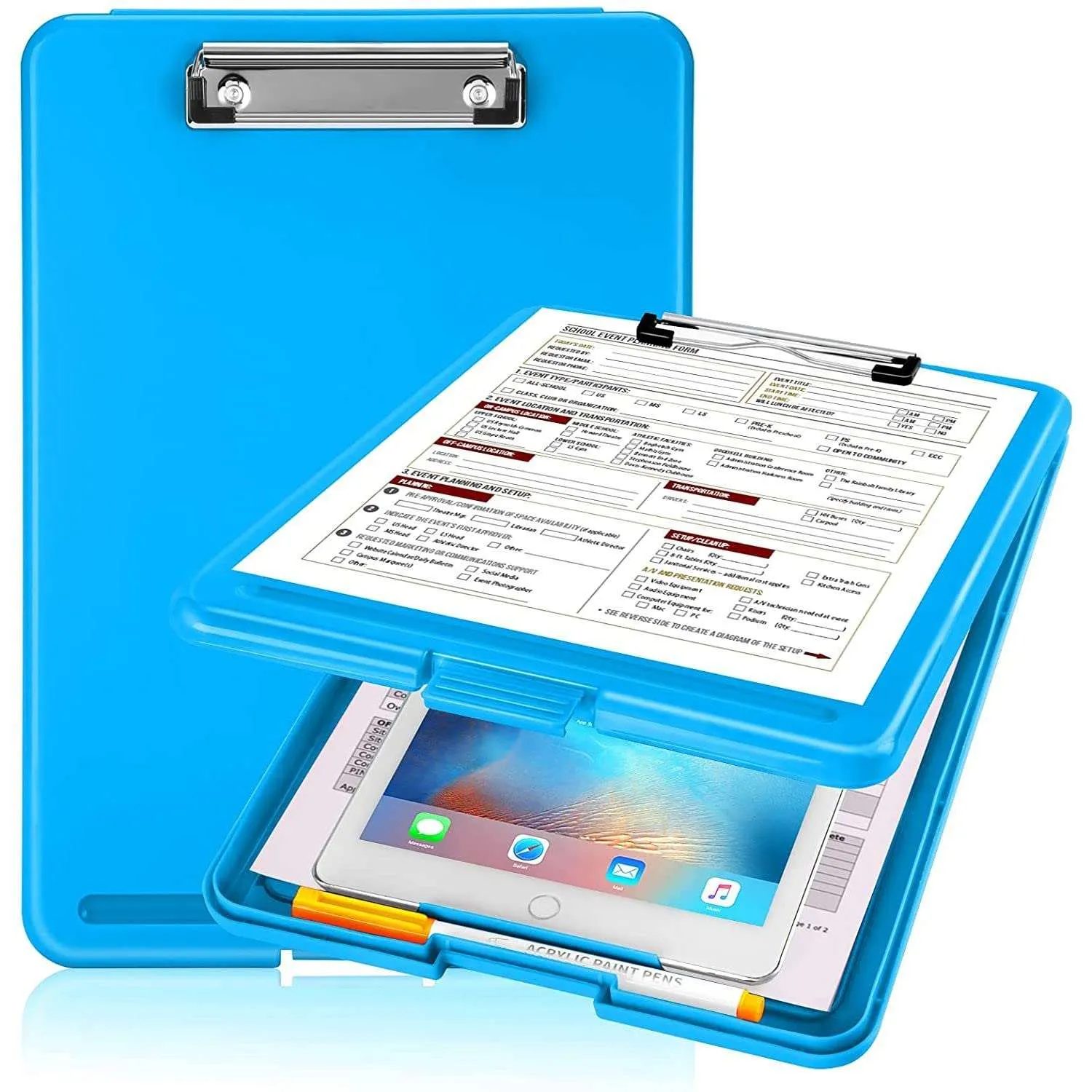 A4 Clip Pad/Clipboard with Storage Case for Paper and Document Storage