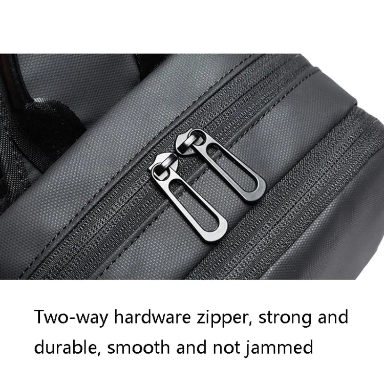 BANGE BG-77107 Men One-Shoulder Bag Casual Simple Messenger Bag with External USB Charging Port(Black)