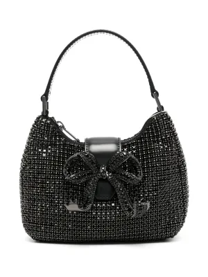 Black Diamante Crescent Bow Bag