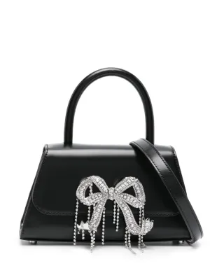 Black Leather Mini Bow Bag