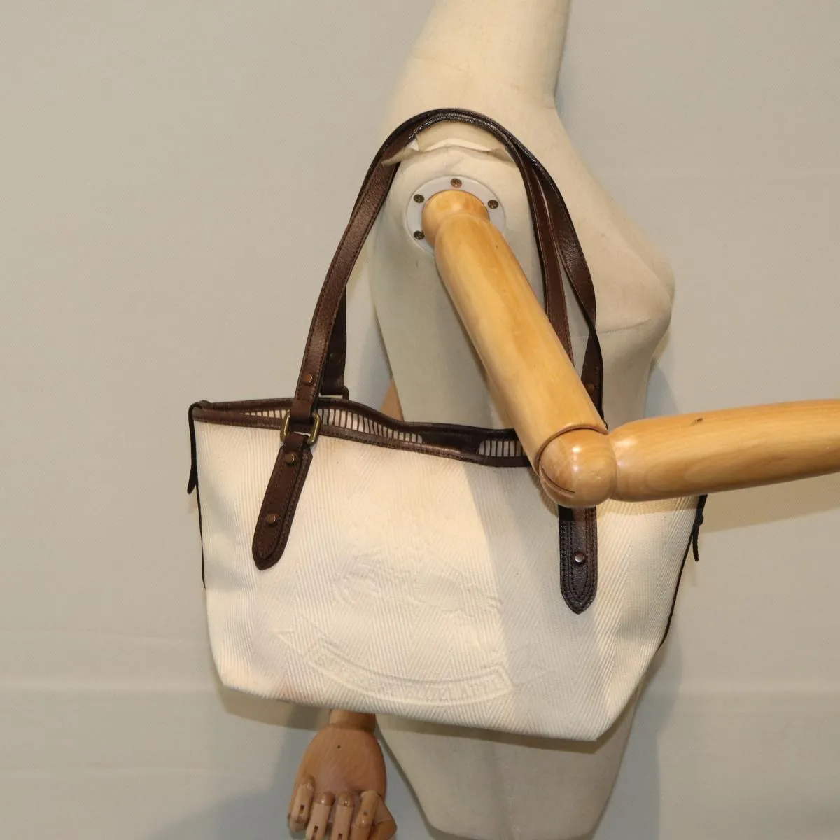 BURBERRY Blue Label Tote Bag Canvas White  ti1825