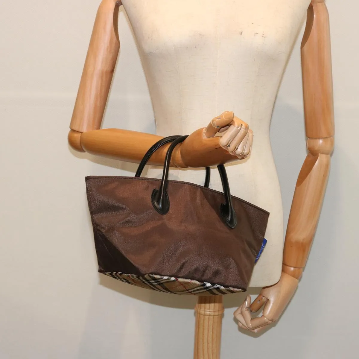 BURBERRYSs Nova Check Blue Label Tote Bag Nylon Brown  mr010