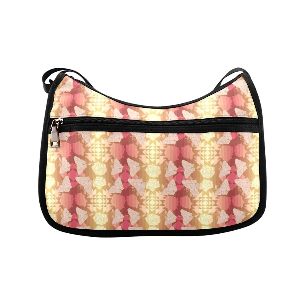 Butterfly and Roses on Geometric Crossbody Bags