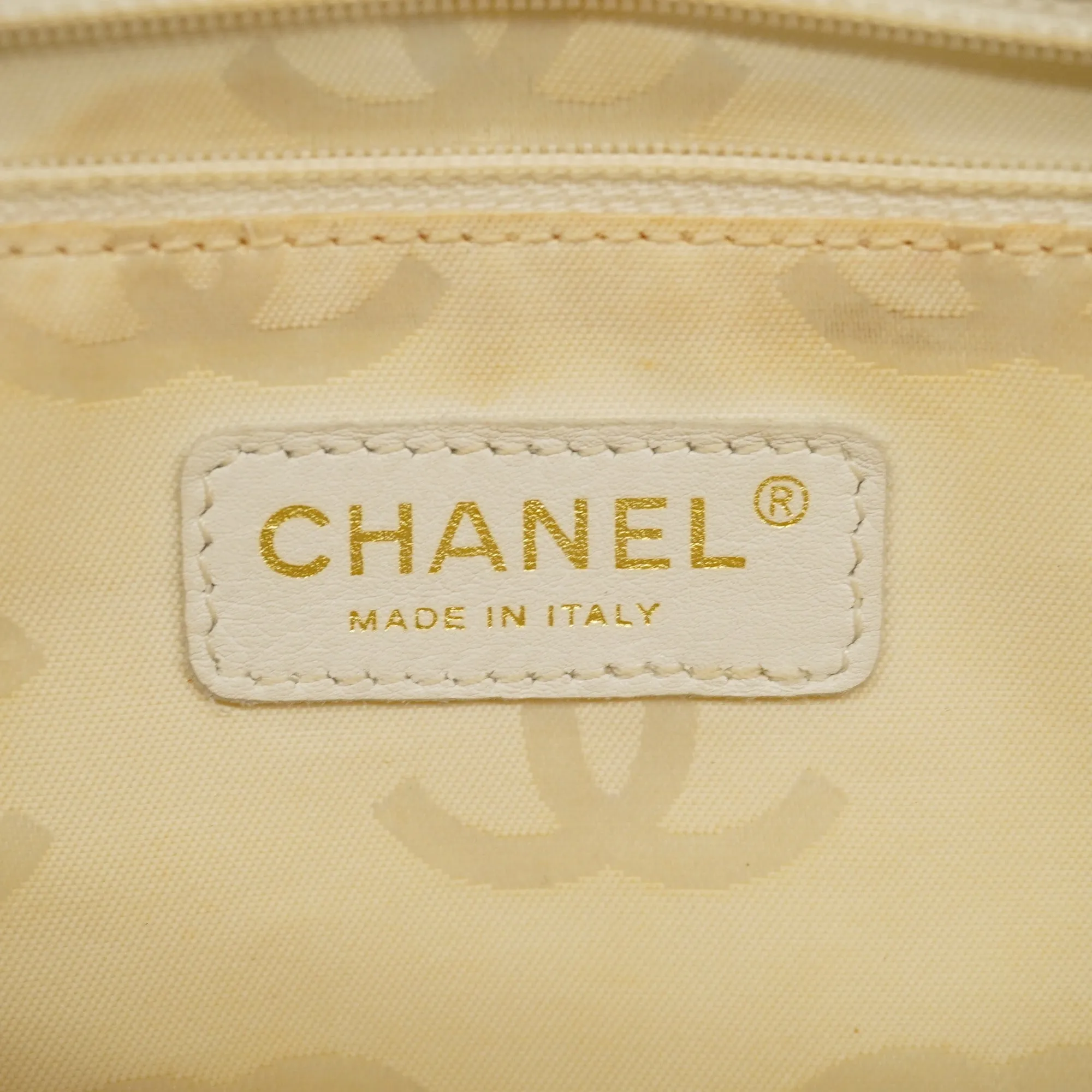 CHANEL  Triple Coco Women's Patent Leather Handbag Ivory