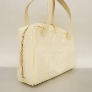 CHANEL  Triple Coco Women's Patent Leather Handbag Ivory