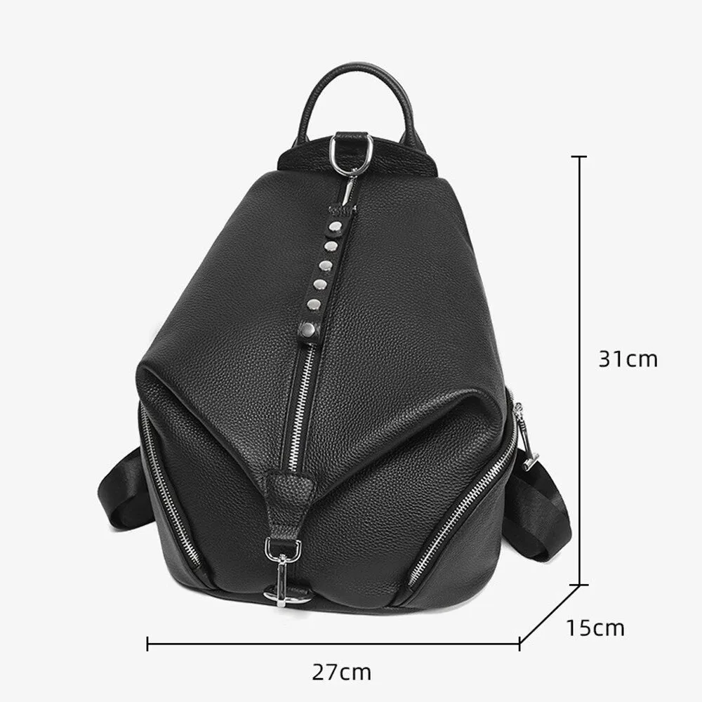 ChicLeather Zipper Travel Shoulder Bag Backpack