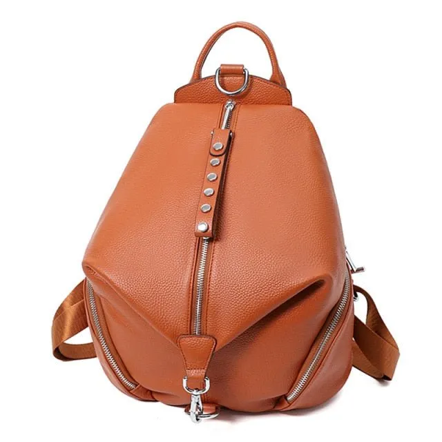 ChicLeather Zipper Travel Shoulder Bag Backpack