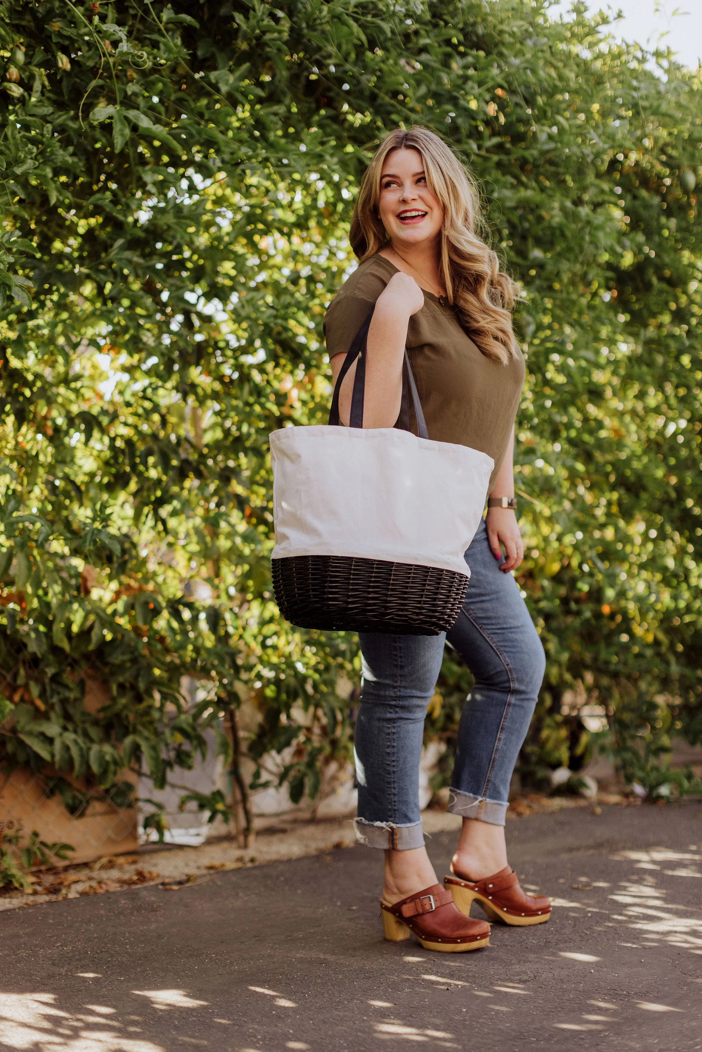 Coronado Canvas and Willow Basket Tote