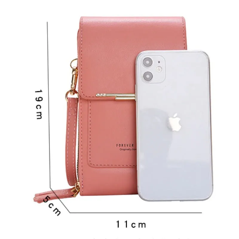 Fashionable Soft Vegan Leather Double Zipper Cross-body Wallet Bags