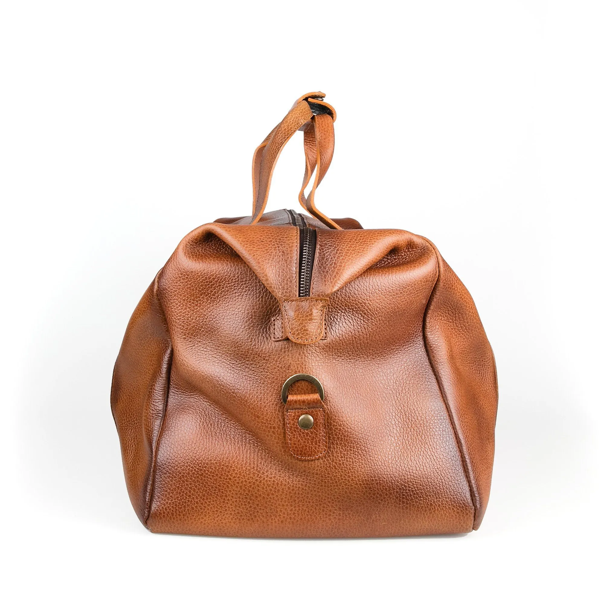 Fendrihan Pebbled Leather Travel Bag, Cognac