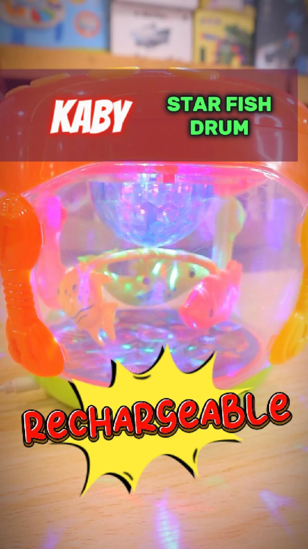 Fish Musical Rotating Drum Set for Kids with 3D Lights for Kids - musical FISH drum for KIDS 1-3 year kids