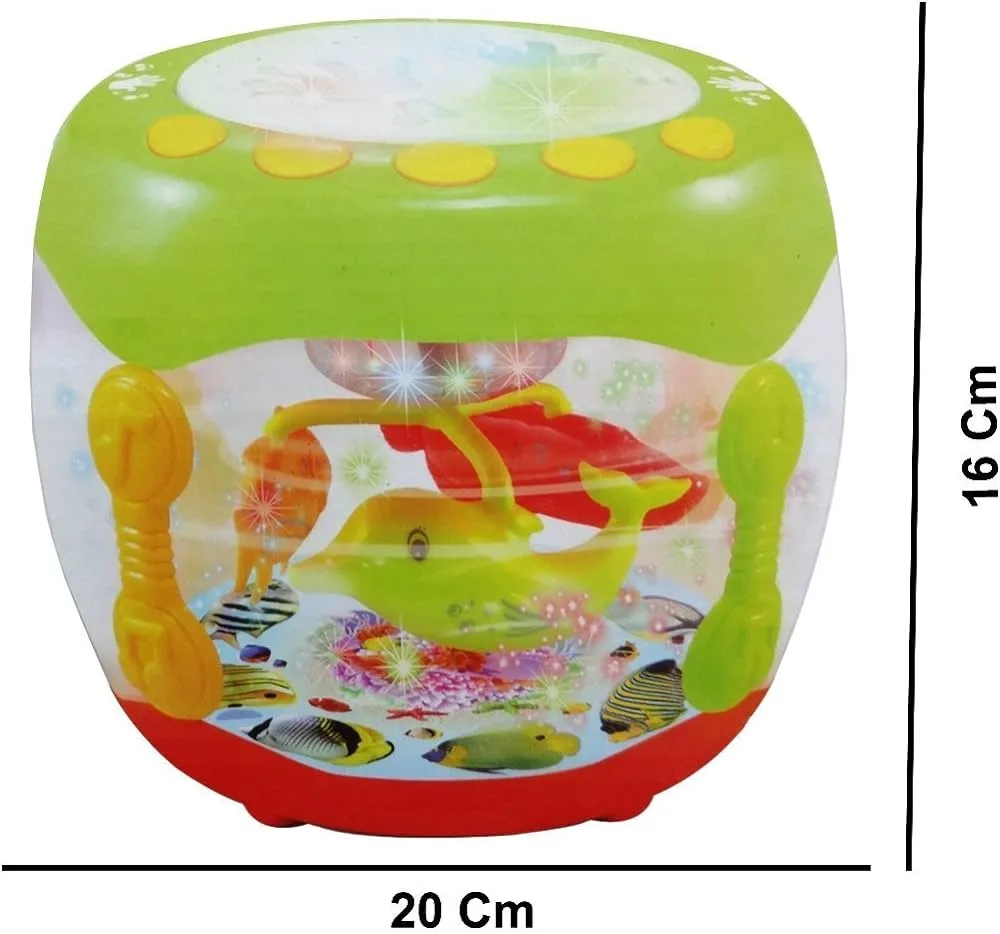 Fish Musical Rotating Drum Set for Kids with 3D Lights for Kids - musical FISH drum for KIDS 1-3 year kids