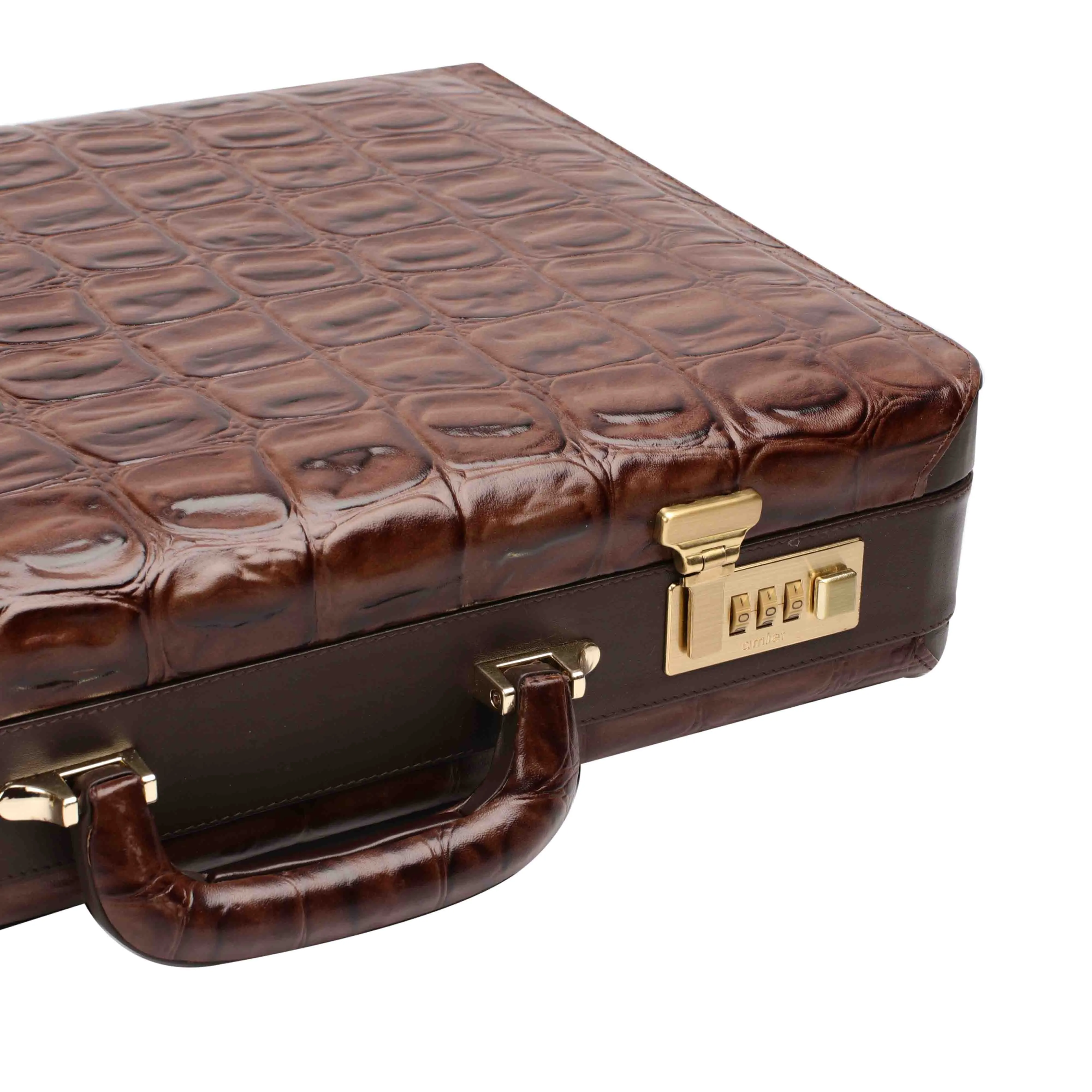 Great Dane Ruvido Double Lock- Genuine Leather Attaché | Briefcase | Advocate Briefcase | Security Briefcase | Color: Brown