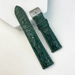 Green Alligator Hornback Leather Watch Band | Luxury Quick Release Buckle Strap | DH-81