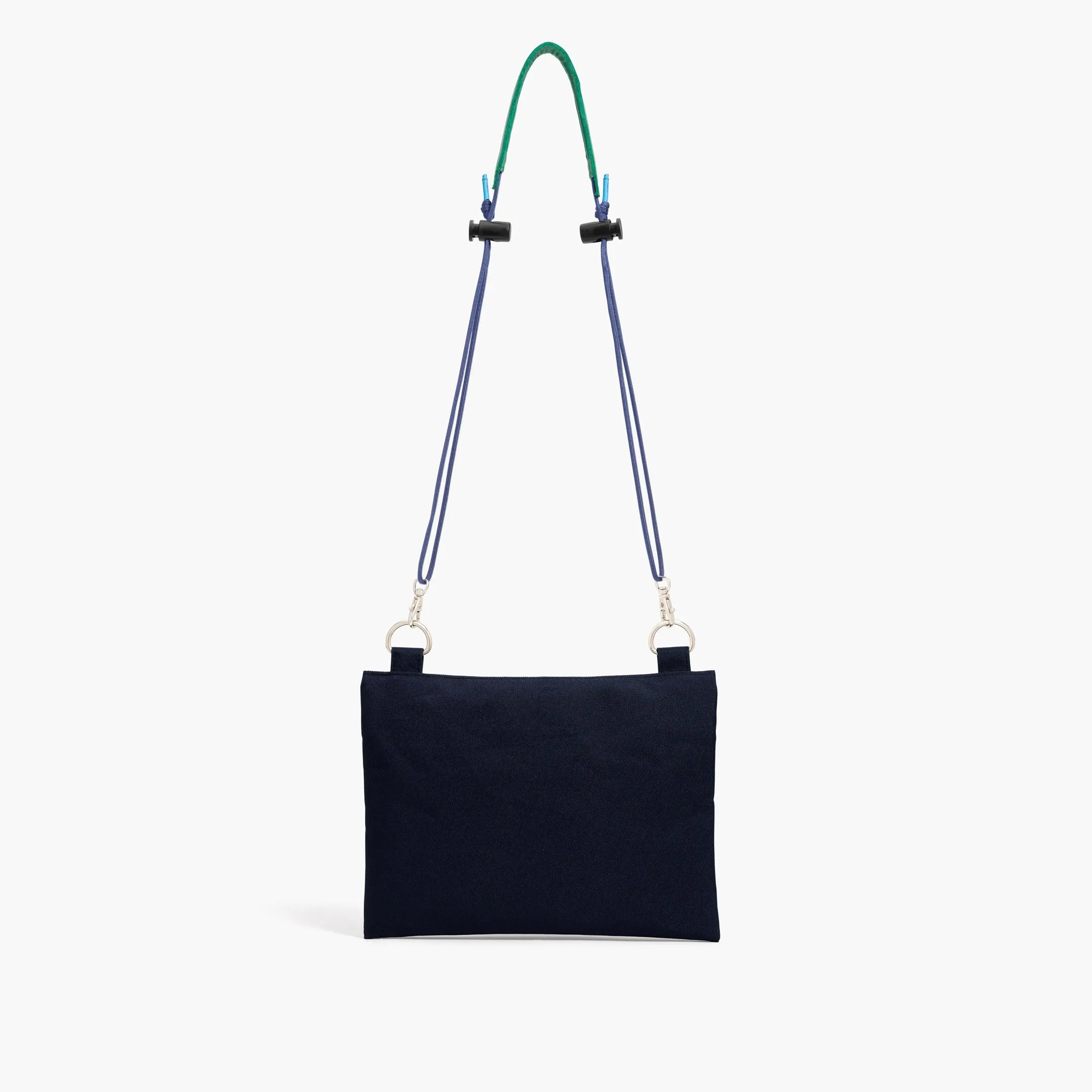 Hilo Upcycled Sacoche - Recycled Poly - Deep Navy / Parisian Night with Green Shoulder/ Blue Paracord