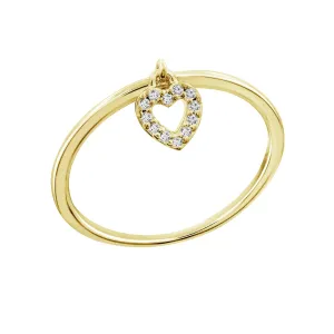 Hollow Heart Charm Ring