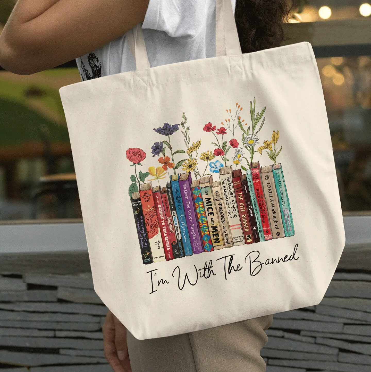 I'm With The Banned Flowers Book Lover Gift TBW185