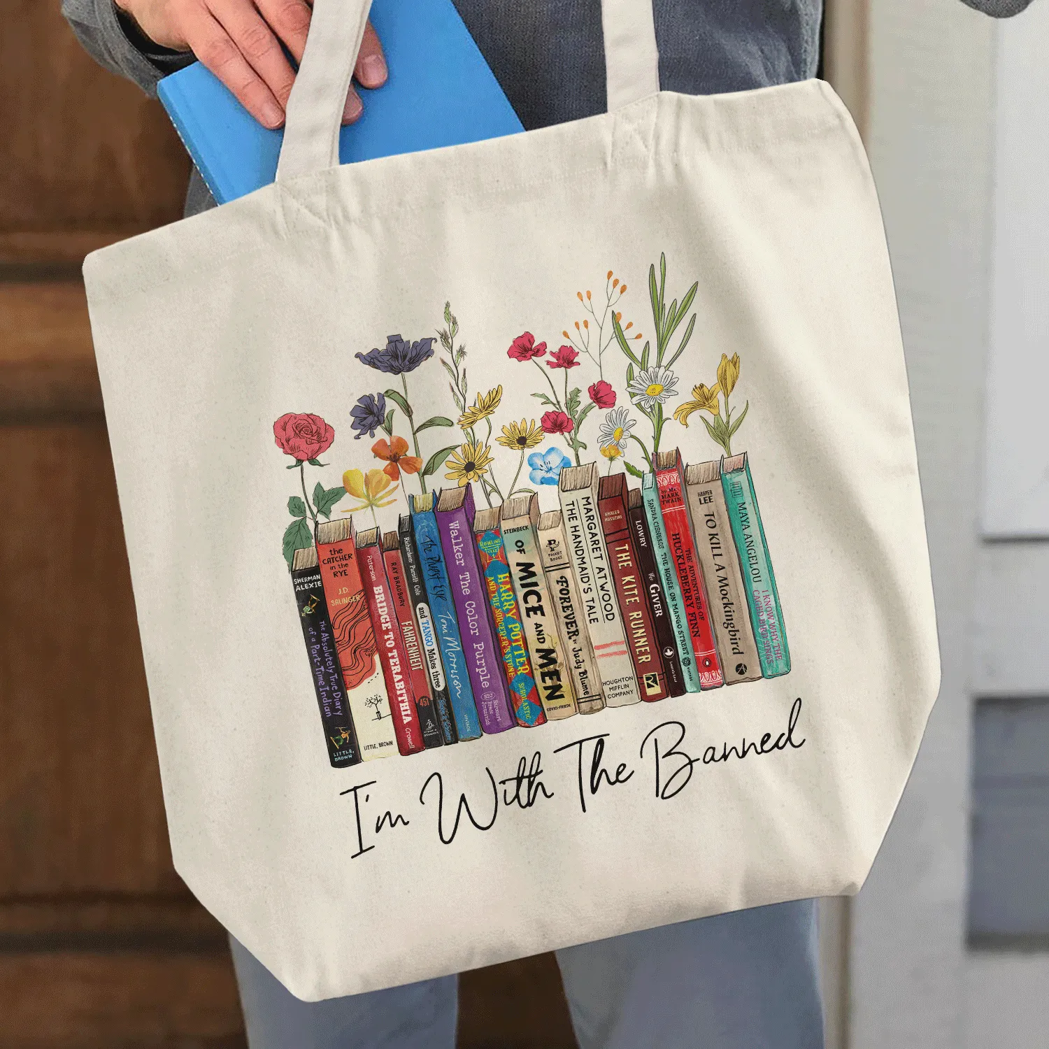 I'm With The Banned Flowers Book Lover Gift TBW185