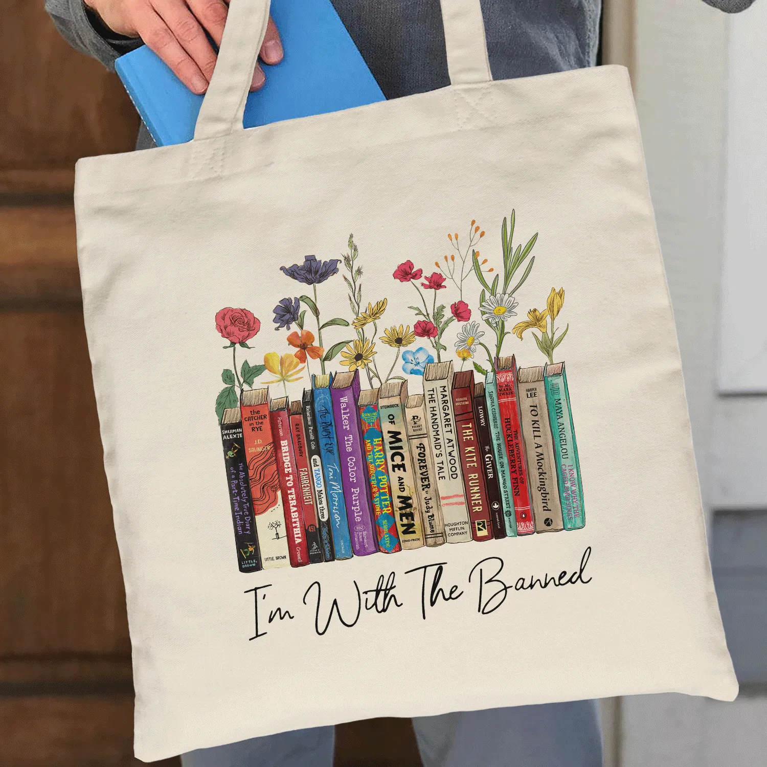 I'm With The Banned Flowers Book Lover Gift TBW185