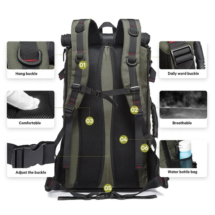 KAKA kaka2070 Oversized Version Men Oxford Cloth Waterproof Backpack Mountain Bag, Capacity: 50L(Black)