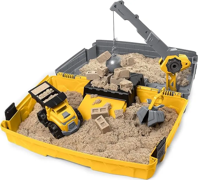 Kinetic Sand Construction Site Folding Sandbox Playset with Vehicle and 2lbs of Kinetic Sand