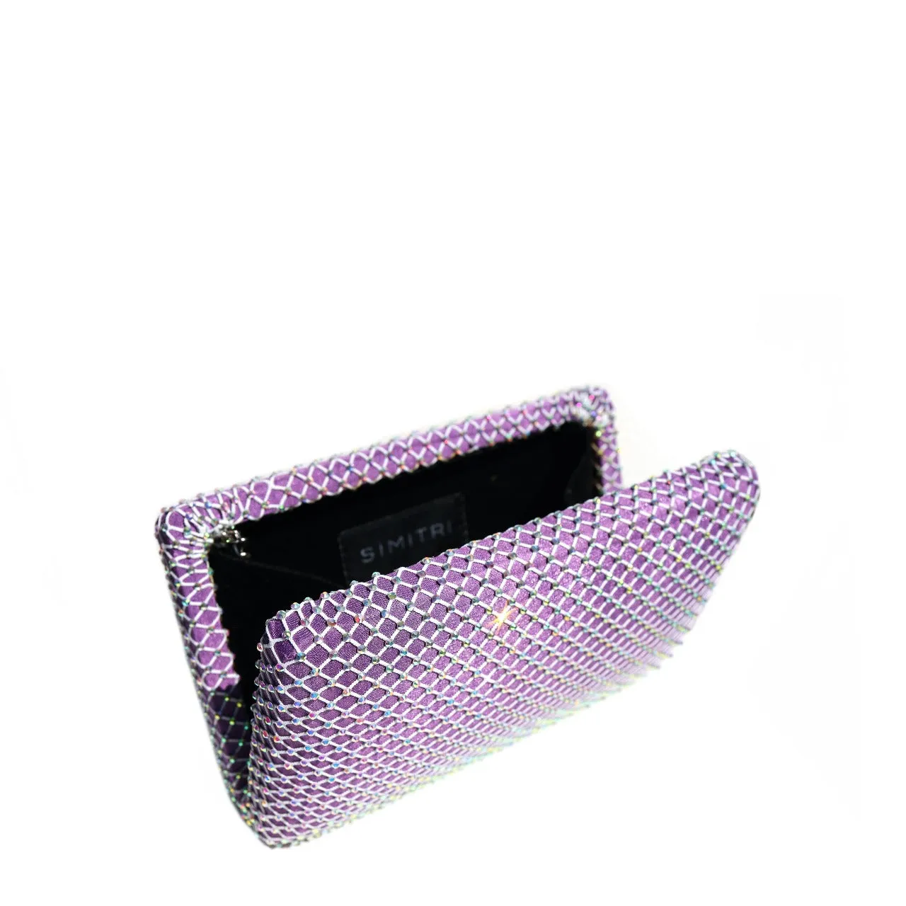 Lavender Fishnet Crystal Clutch