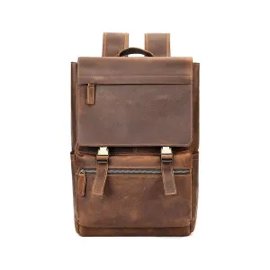 LeatherLux Cowhide Business Travel Computer Backpack