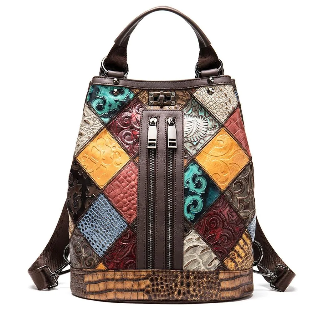 LuxePatch Exotic Leather Laptop Travel Backpack