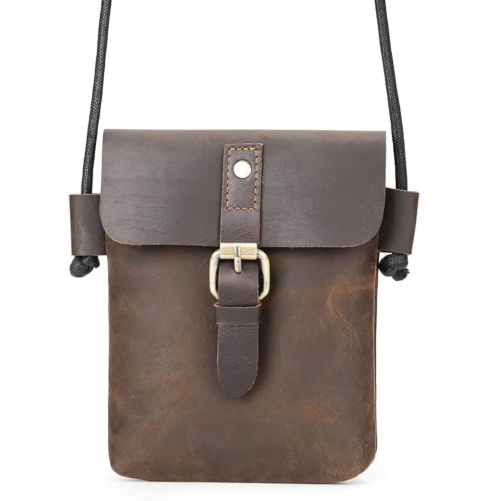 Luxury Crazy Horse Leather Men's Crossbody Bag