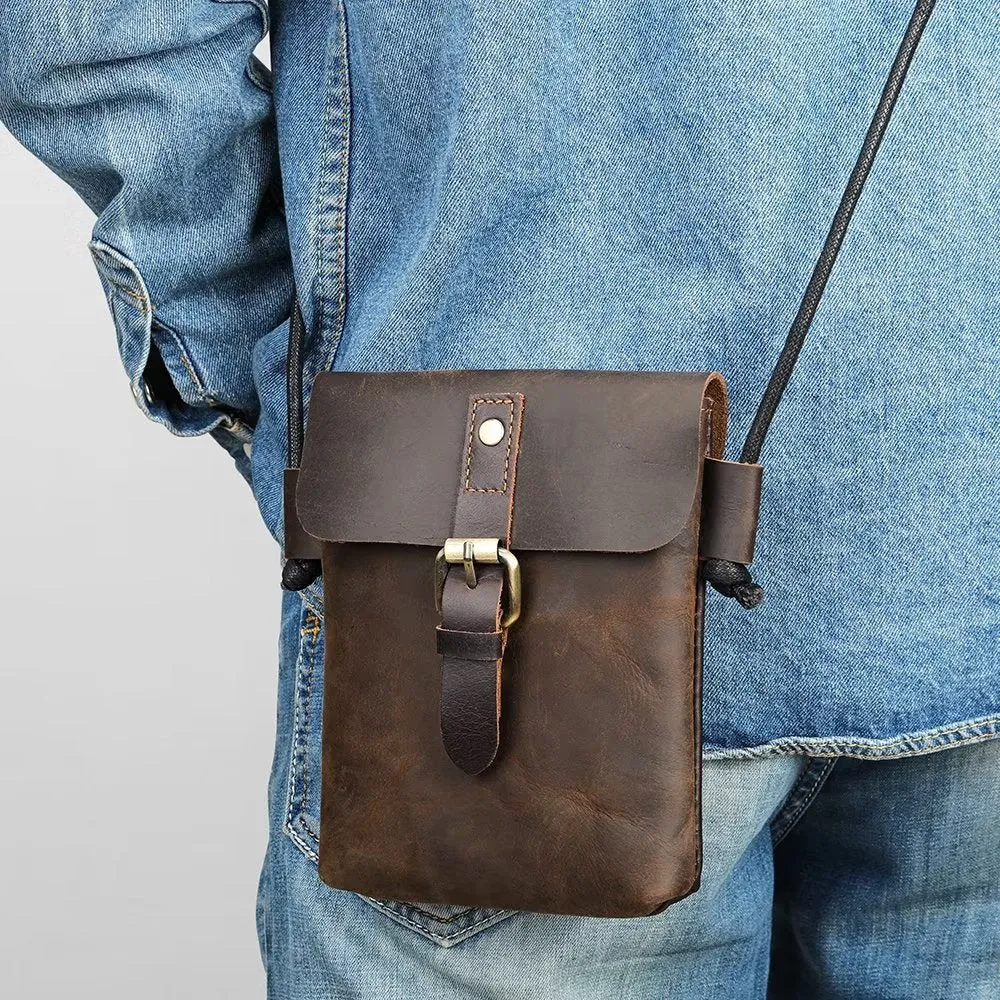 Luxury Crazy Horse Leather Men's Crossbody Bag