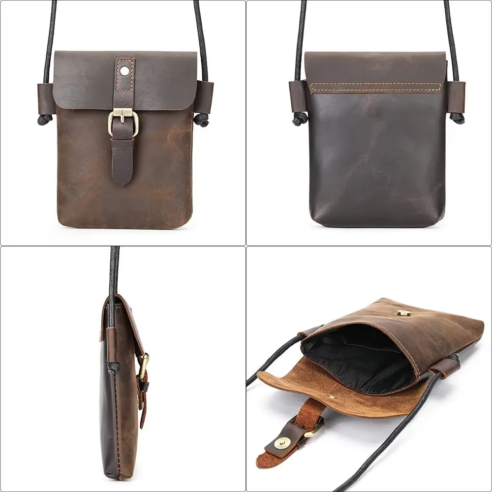 Luxury Crazy Horse Leather Men's Crossbody Bag