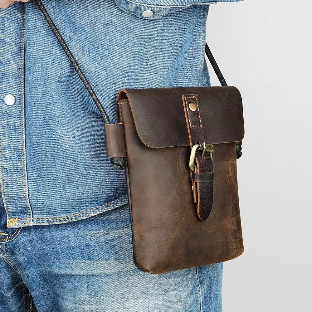 Luxury Crazy Horse Leather Men's Crossbody Bag