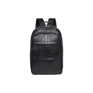 Luxury CrocTex Pleated Leather Zipper Backpack