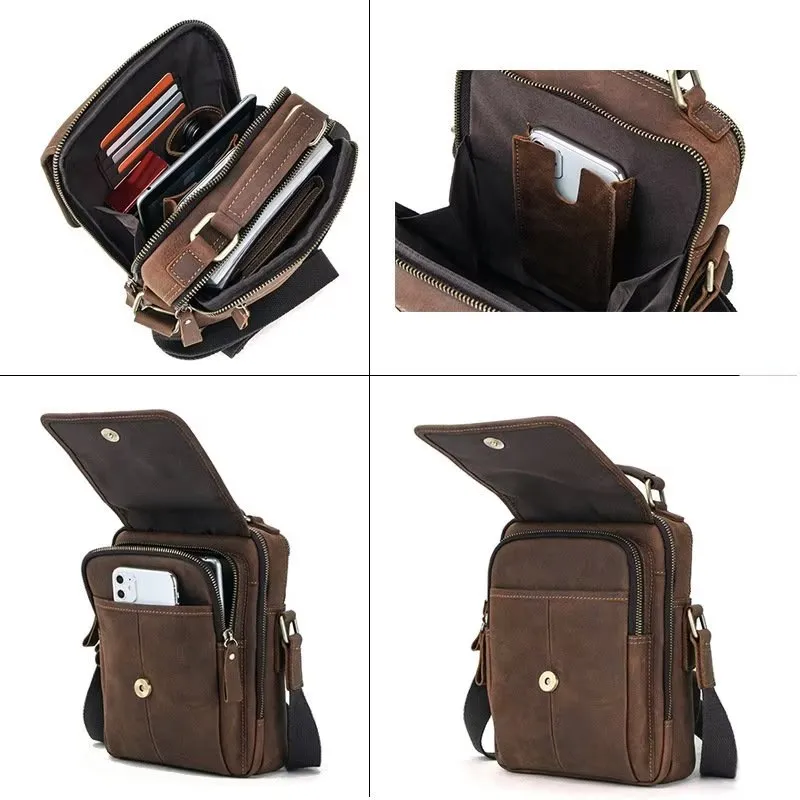 Luxury Crossbody Messenger Bag: Crazy Horse Classic Collection