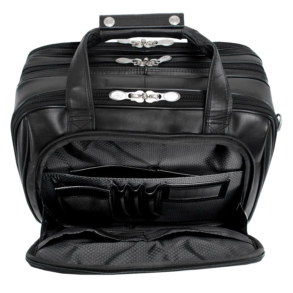 McKlein R Series 8358 Chicago Leather Detachable Wheeled Laptop Overnight W/ Removable Brief