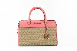 Michael Kors Travel Medium Duffle Crossbody Bag (Tea Rose Signature)