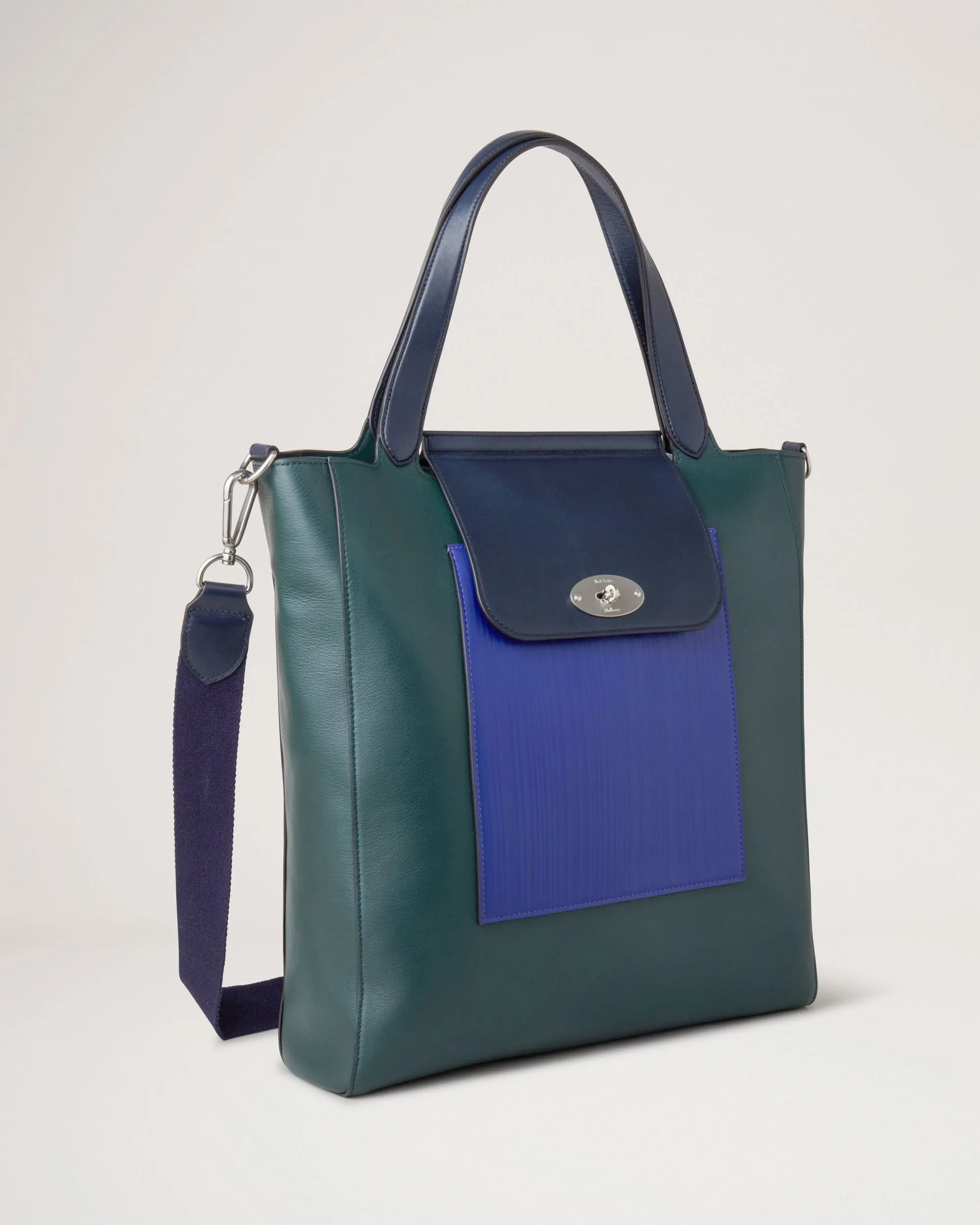 Mulberry x Paul Smith Antony Tote Silky Calf (Mulberry Green & Cobalt Blue)