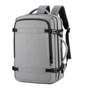 OUMANTU 1907 Large Capacity Men Laptop Backpack Business Travel Shoulders Bag with External USB Charging Port(Grey)