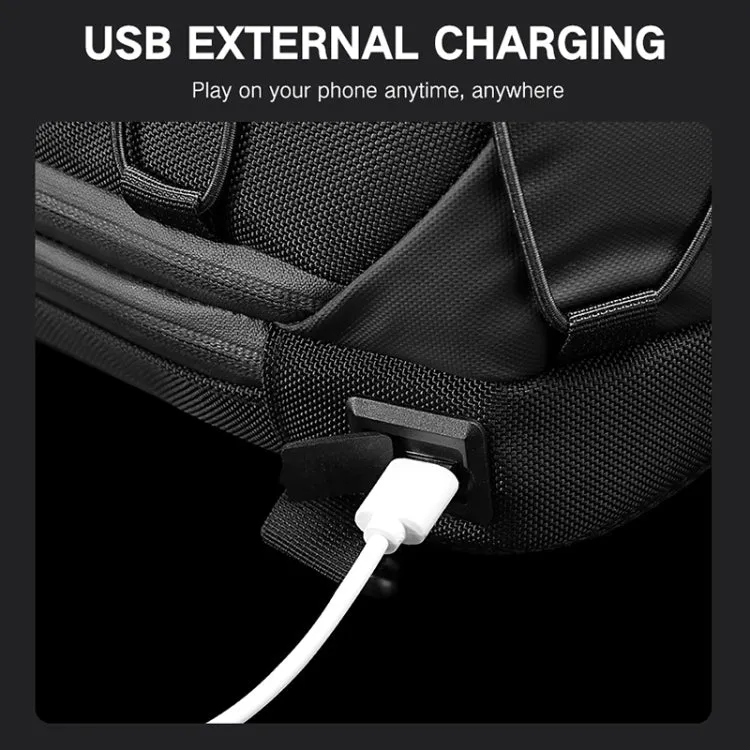 Ozuko 9357 Men Waterproof Oxford Cloth Anti-Theft Shoulder Messenger Bag with External USB Charging Port(Black)