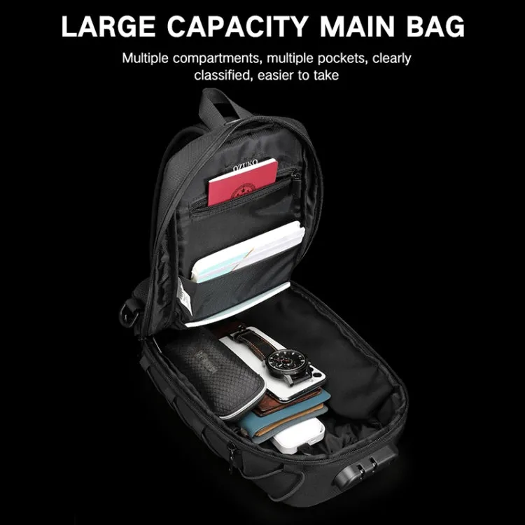 Ozuko 9357 Men Waterproof Oxford Cloth Anti-Theft Shoulder Messenger Bag with External USB Charging Port(Black)