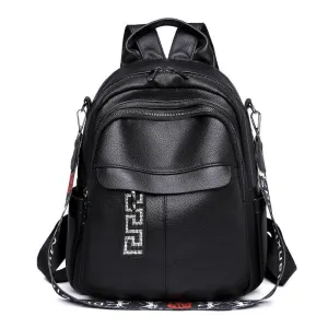 PU Leather High Quality School Women Backpack