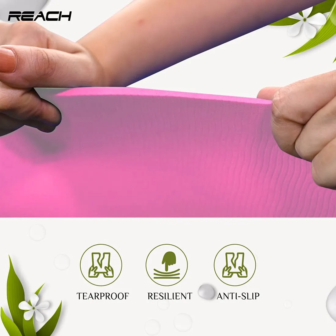 Reach Yoga Mat for Gym Workout and Yoga Exercises with 6 mm Thickness, Anti Slip Exercise Mat With Skin Friendly Material Suitable for Men & Women