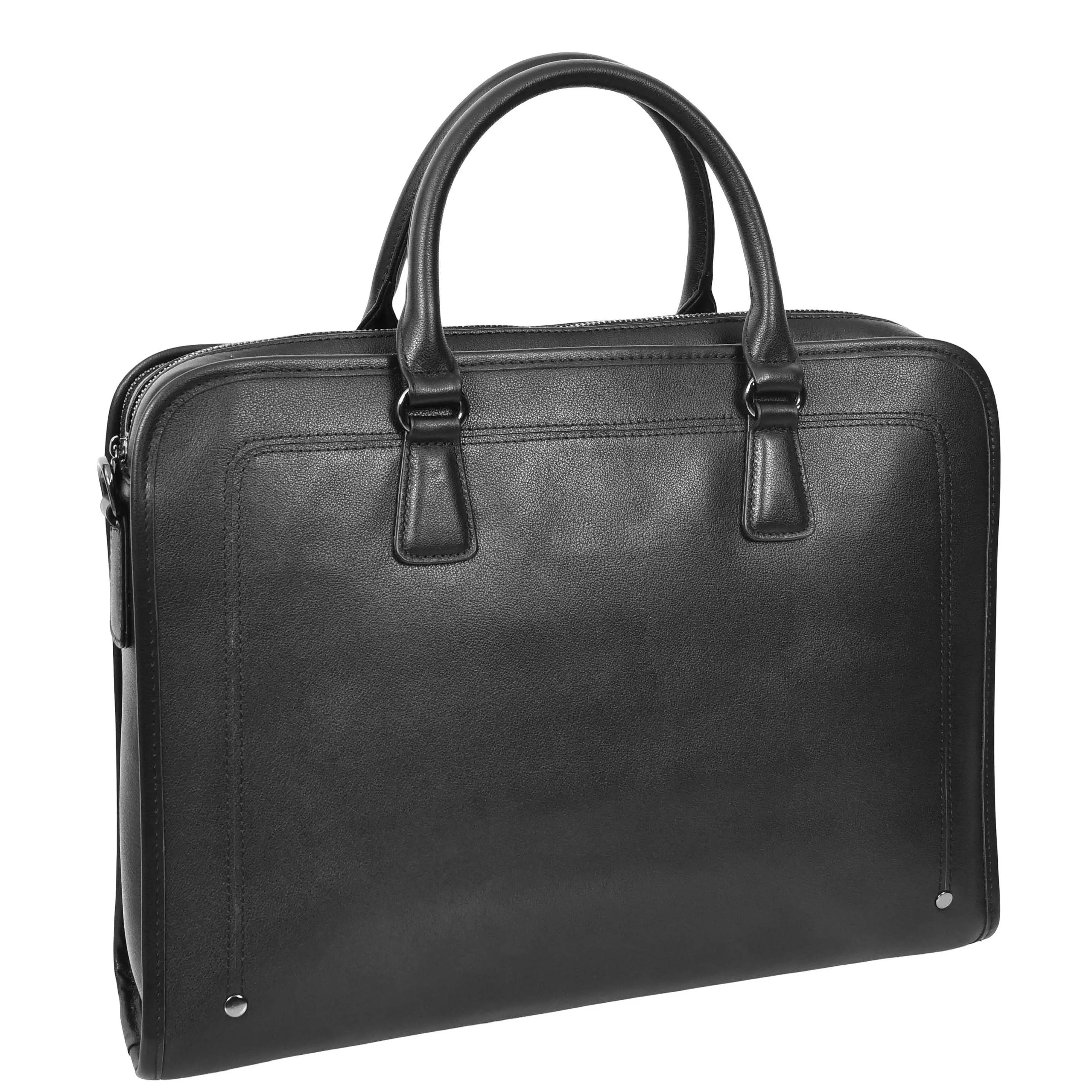 Real Leather Briefcase Multi Pockets Laptop Case Business Office Bag AG5A Black