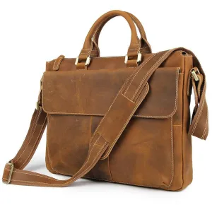 Retro Leather Crossbody Messenger Briefcase Shoulder Bag For Men